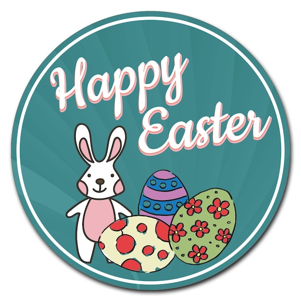 Signmission Happy Easter 2 Circle Corrugated Plastic Sign C-8-CIR-Happy Easter - main
